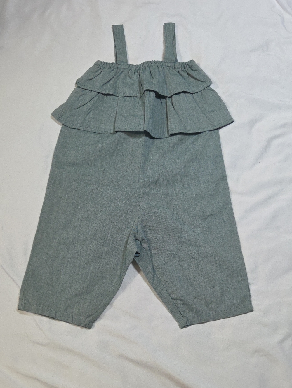 ALL THINGS UBER NICE Ruffle Tiered Wide-Leg Jumpsuit in Sage Green